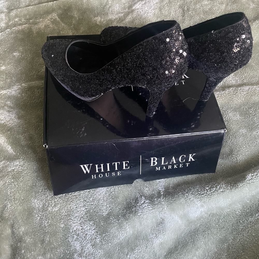 White House Black Market black sequin high heels